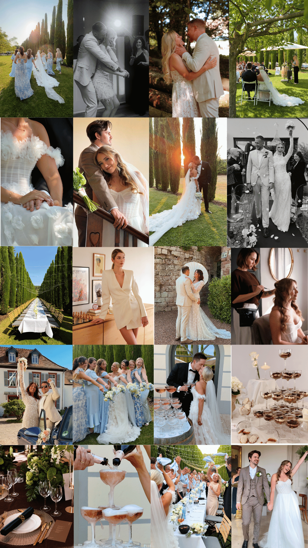 Collage Hochzeiten sosocial weddings, wedding content creator, Hochzeitsvideos, Rheinland-Pfalz, Saarland